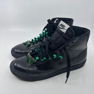 Nike Blazers Hi-Top Sneakers Women's Black/Green US Sz 7 Beaded Lace-Up Sporty